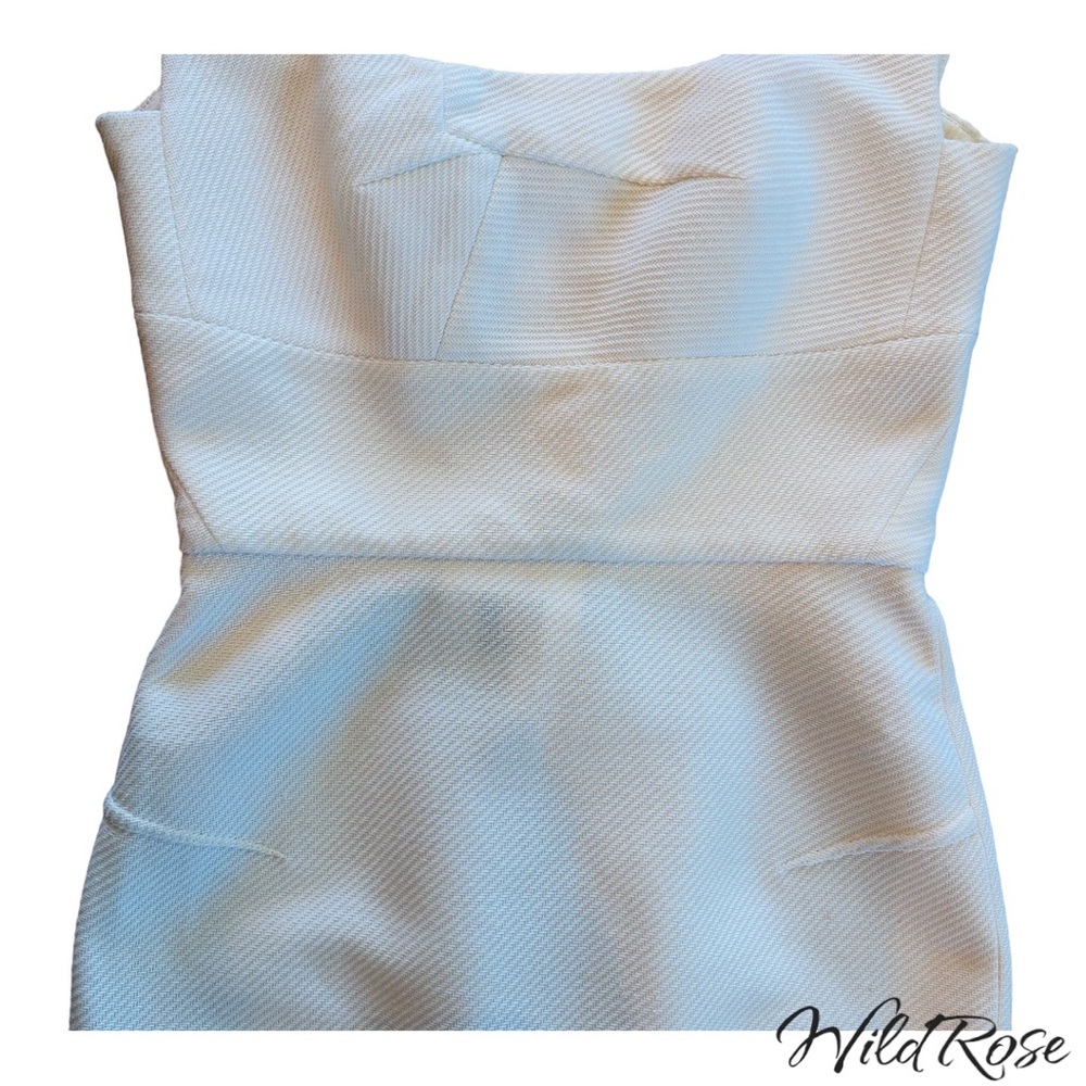 ROLAND MOURET WHITE FITTED SHEATH DRESS SZ 8 - Picture 6 of 17